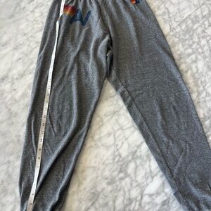 Aviator Nation Gray Kids Sweatpants with Rainbow Detail